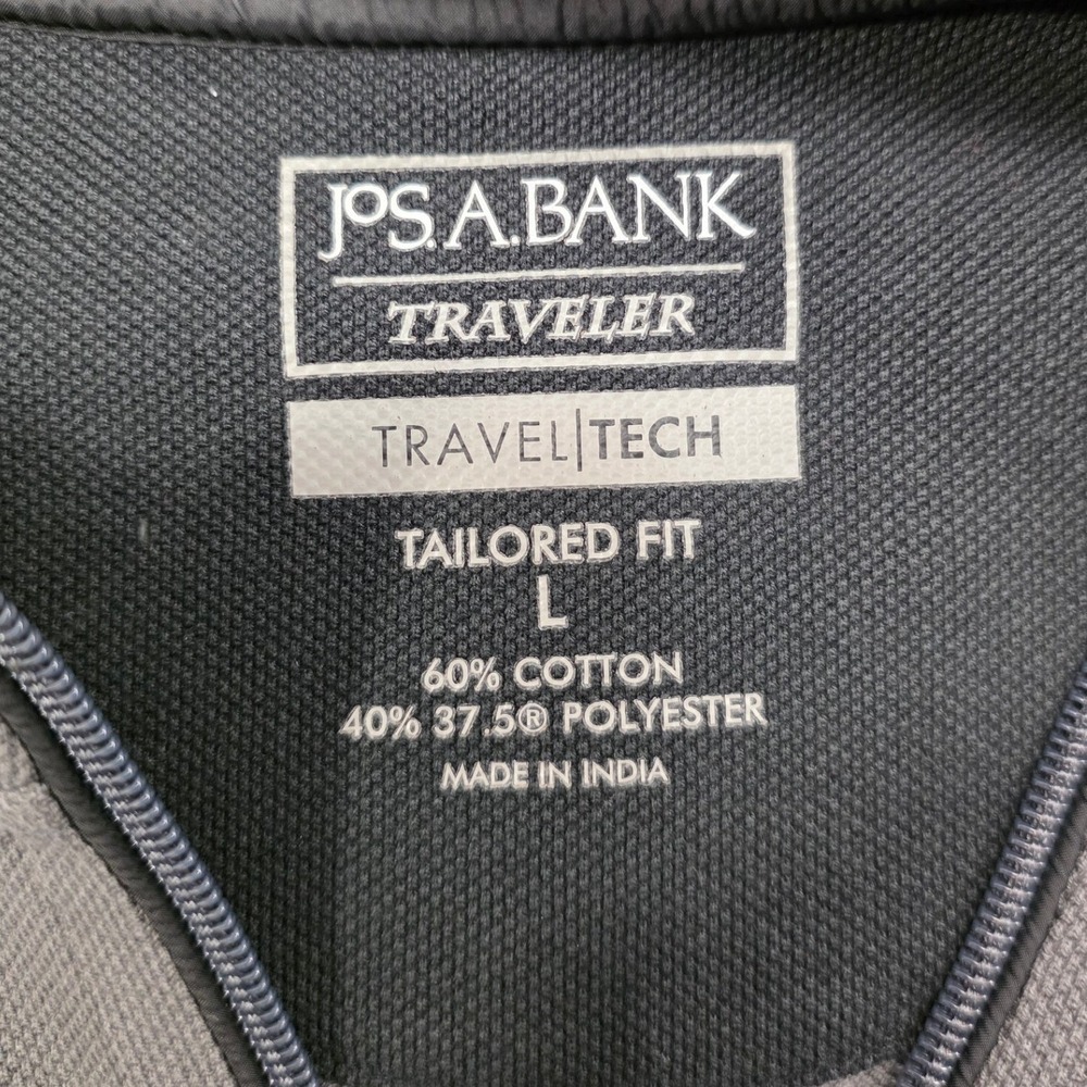 Jos A Bank Traveler Travel Tech Mens Large Gray Quarter Zip Pullover Sweater L - Picture 3 of 8